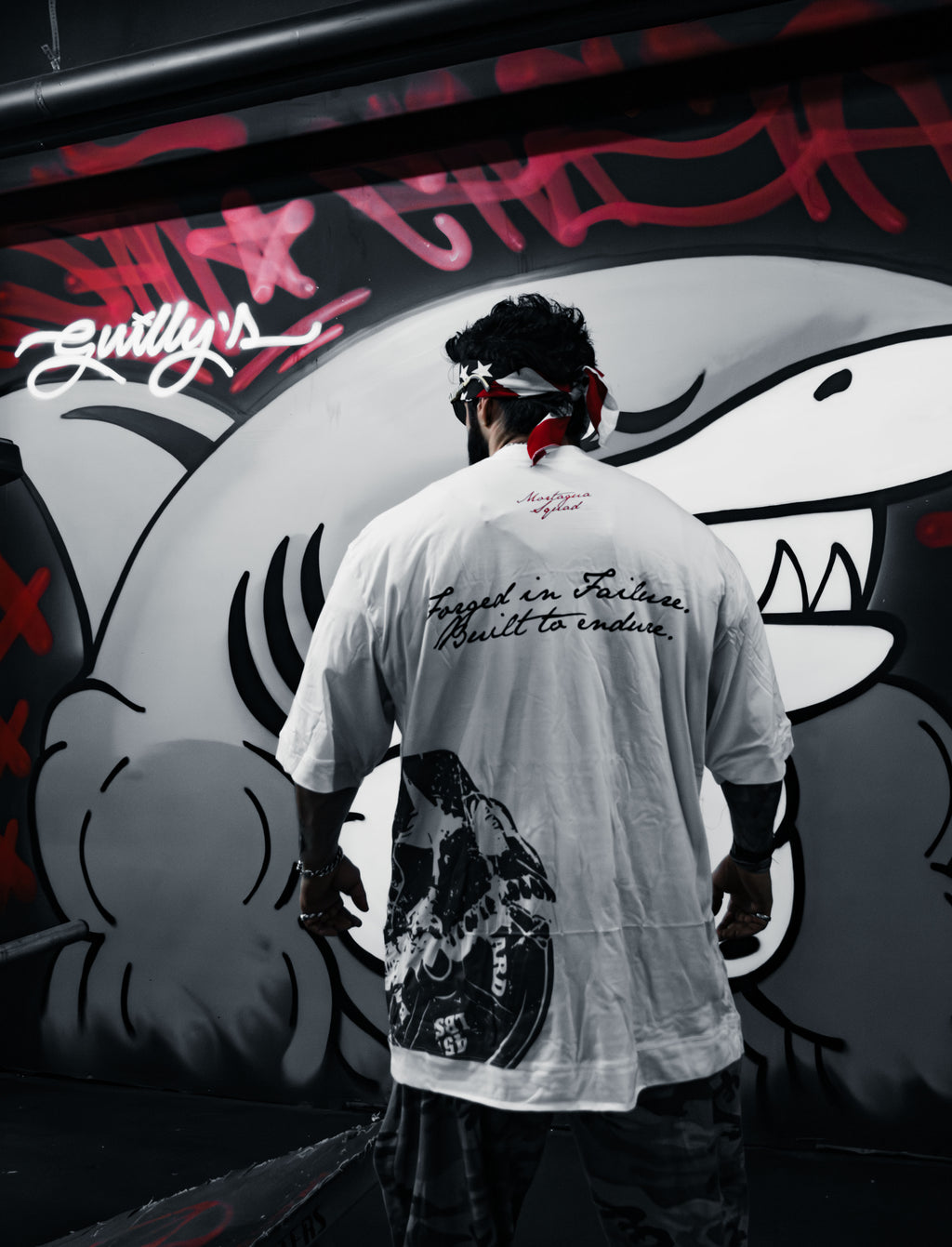 Camiseta Mortágua Squad Off-White Forged in Failure. Built to Endure